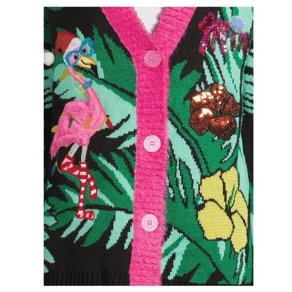 Womens Holiday Time Christmas Cardigan Fa La Mingle - Picture 4 of 16